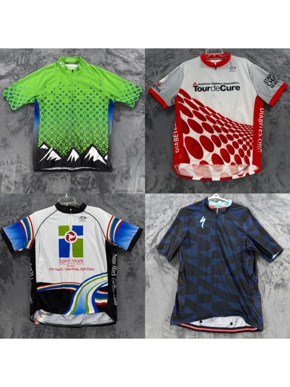 Specialized SL Pro & Primal Men Cycling Jersey Lot 3 XL Blue Red Full Zip 3/4